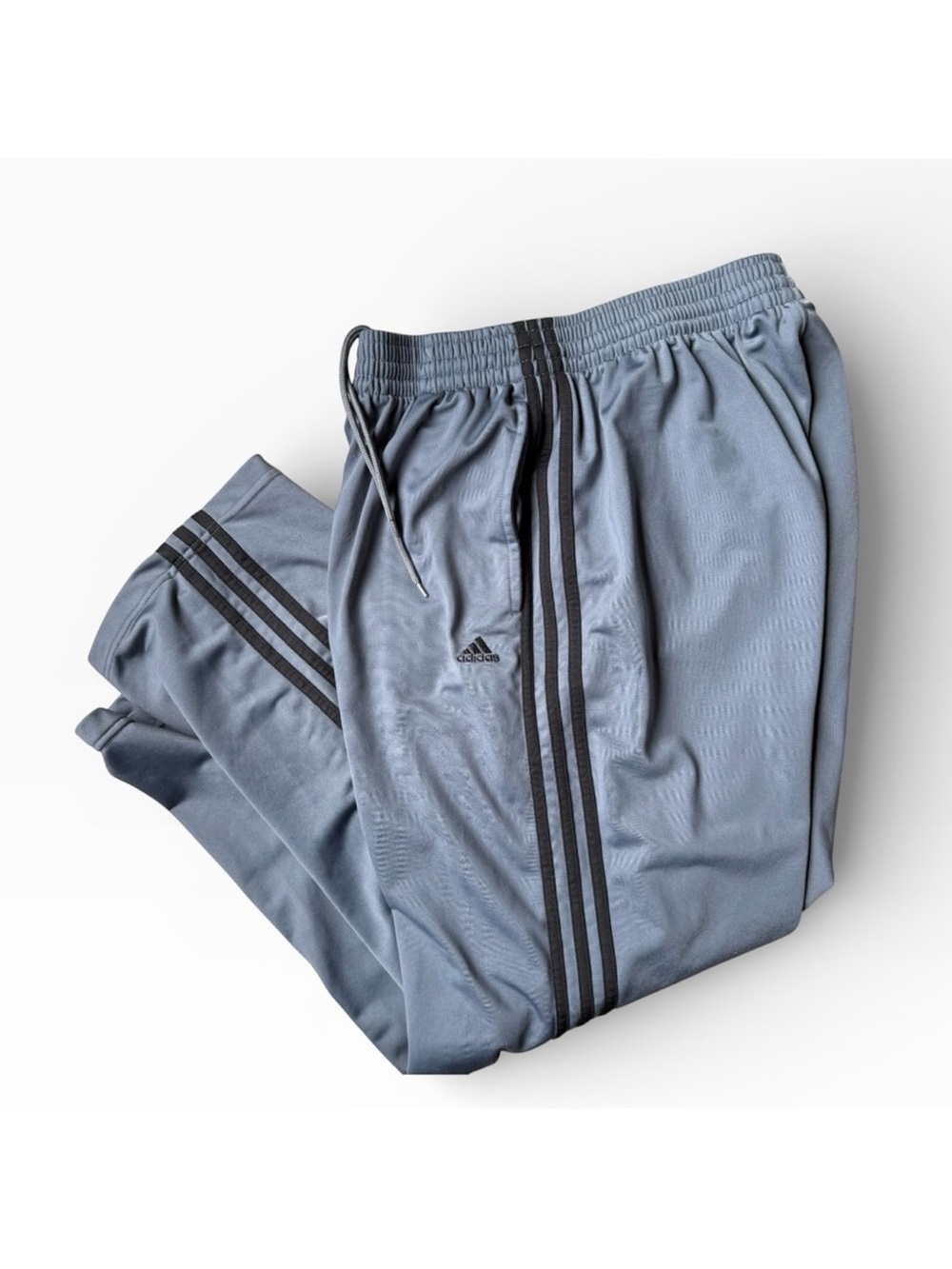 Adidas Track Pants Grey Black Three Stripe with Logo and Pockets Men’s Large